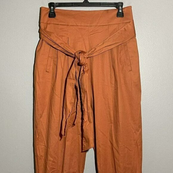 Anthropologie Cartonnier Mom Pants Chino Women Size 6 Orange Pumpkin Buckle Belt - Picture 3 of 8